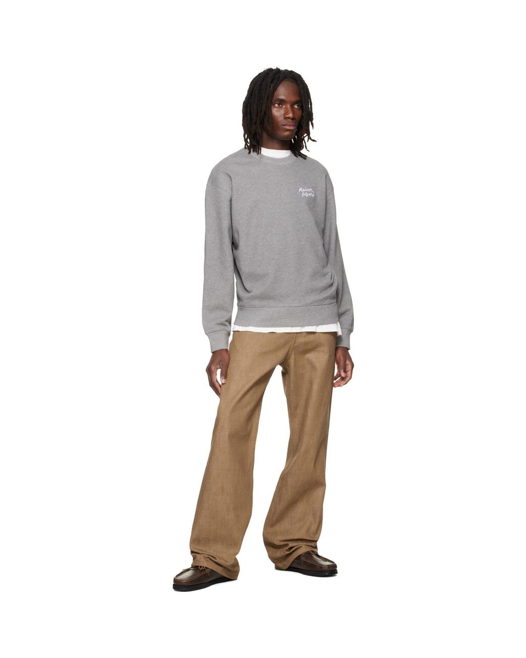Maison Kitsuné Gray Handwriting Comfort Sweatshirt for men