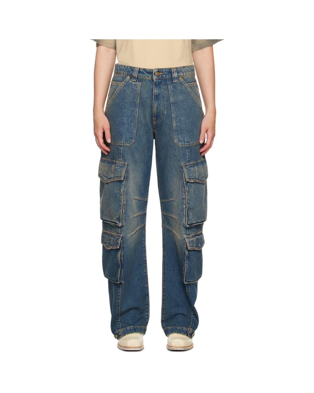 Golden Goose Deluxe Brand Blue En Goose Distressed Finish Jeans