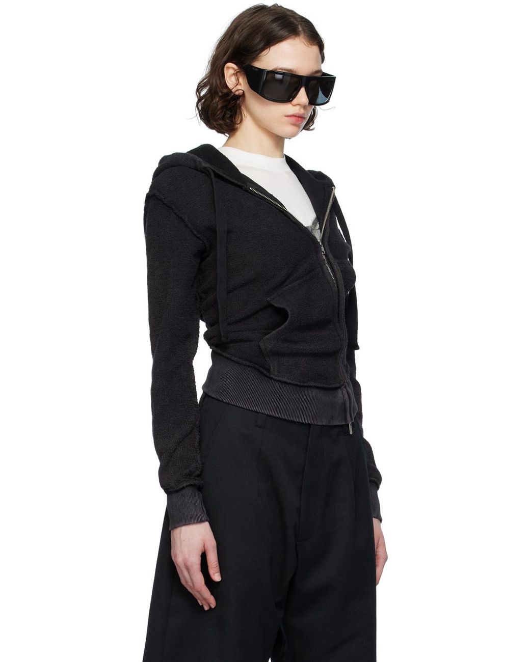 VAQUERA Inside Out Twisted Hoodie in Black | Lyst UK
