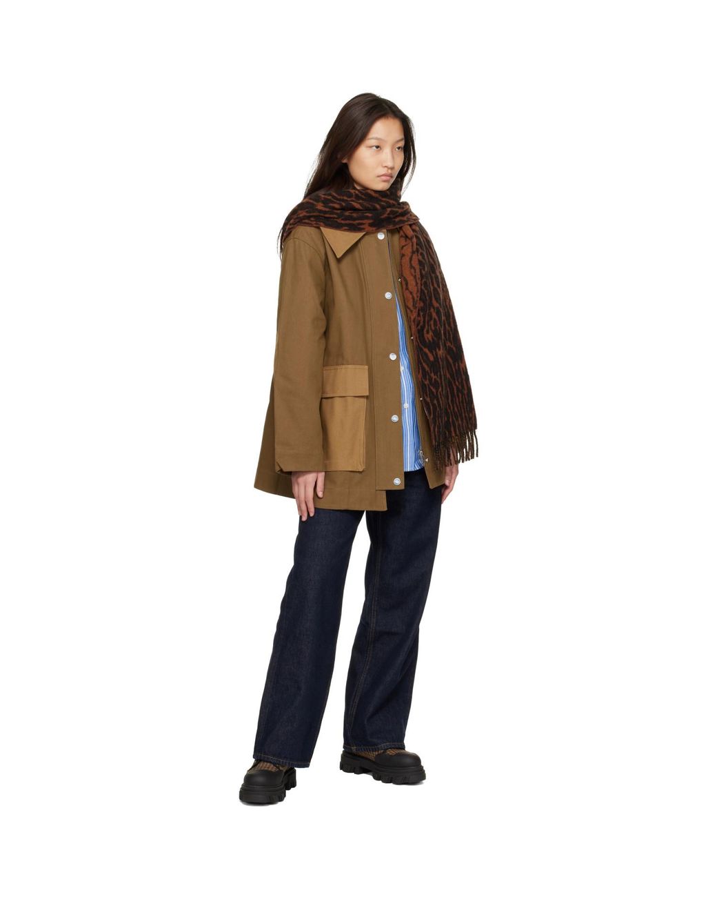 Ganni Brown Cleated Canvas Boots