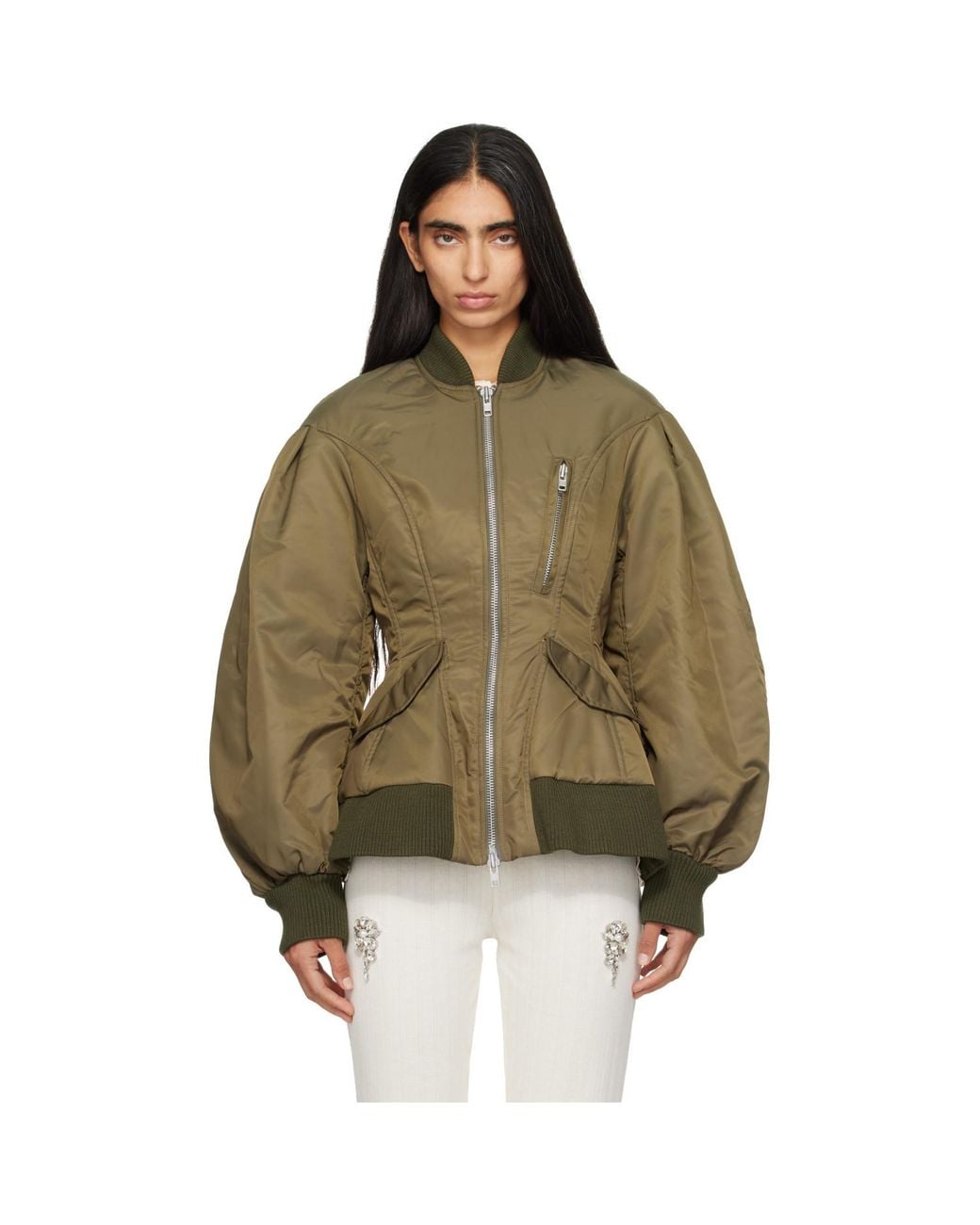 Simone Rocha Brown Padded Sculpted Bomber Jacket