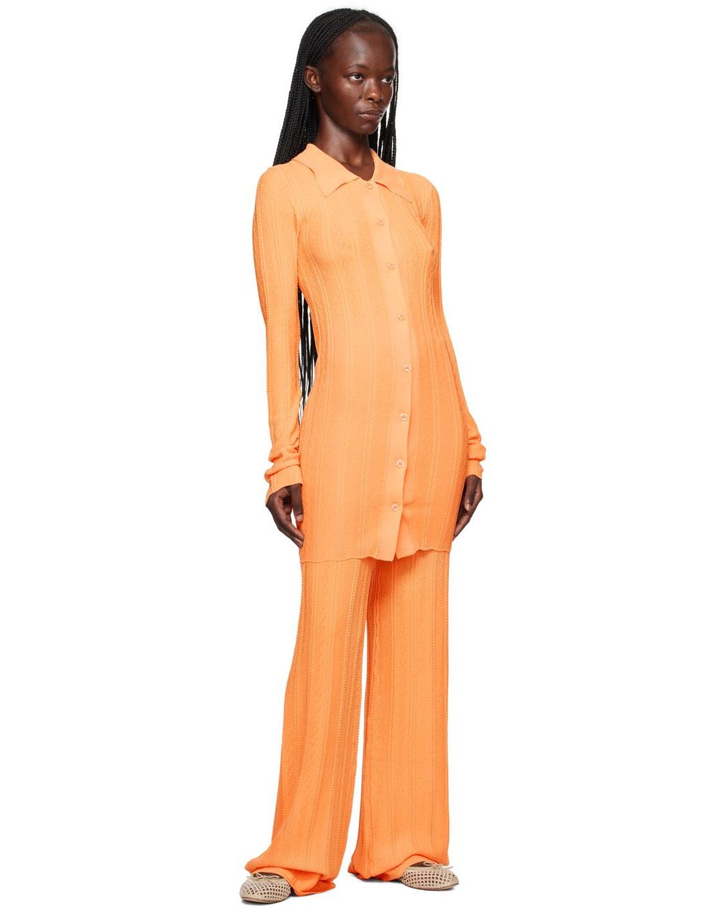 REMAIN Birger Christensen Orange Buttoned Cardigan