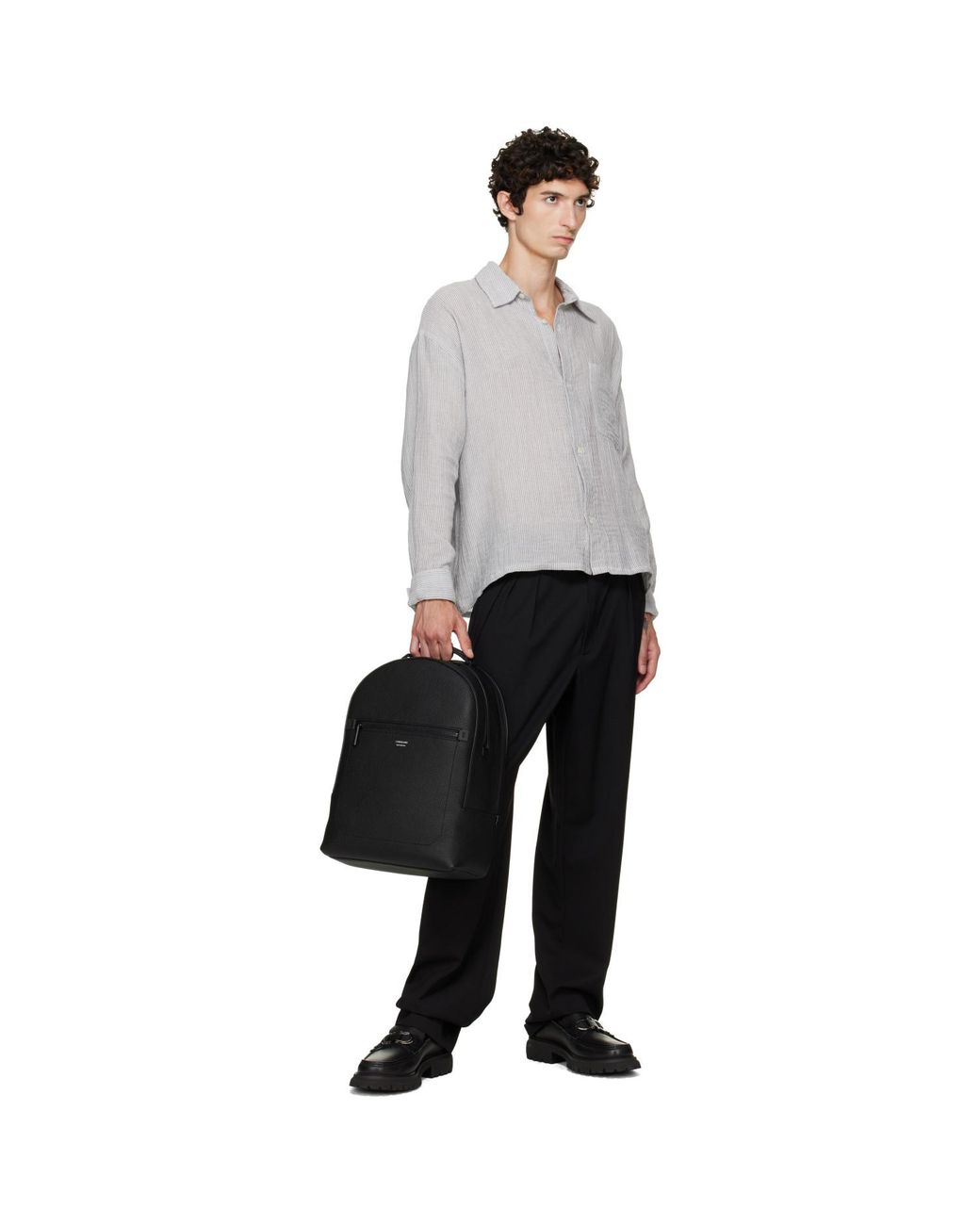 Ferragamo Black Leather Backpack for men