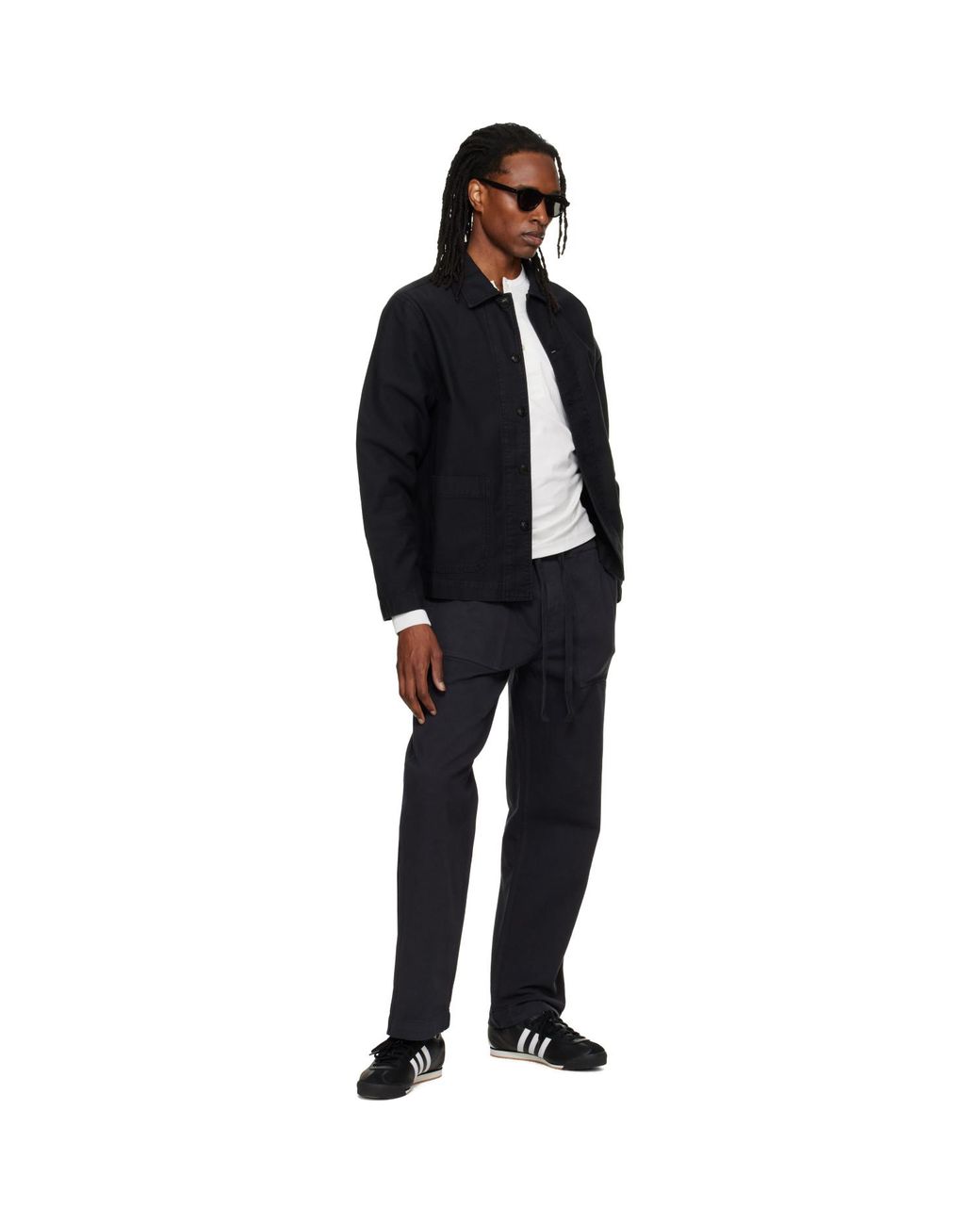 Merz B. Schwanen Black Cropped Sateen Canvas Worker Jacket for men