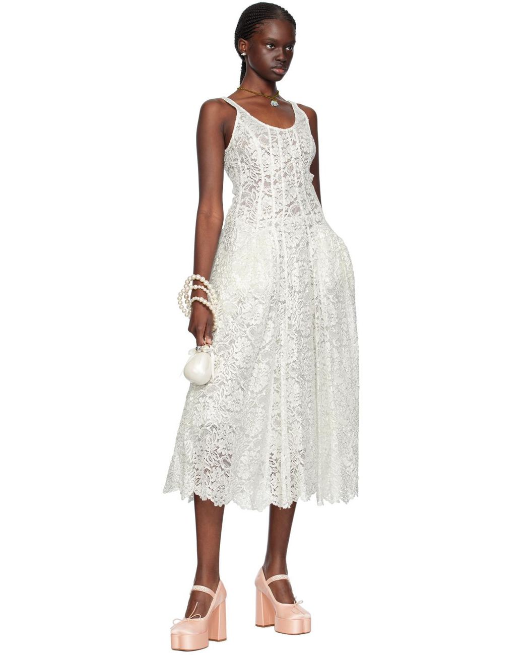 Simone Rocha White & Sculpted Maxi Dress in Black | Lyst