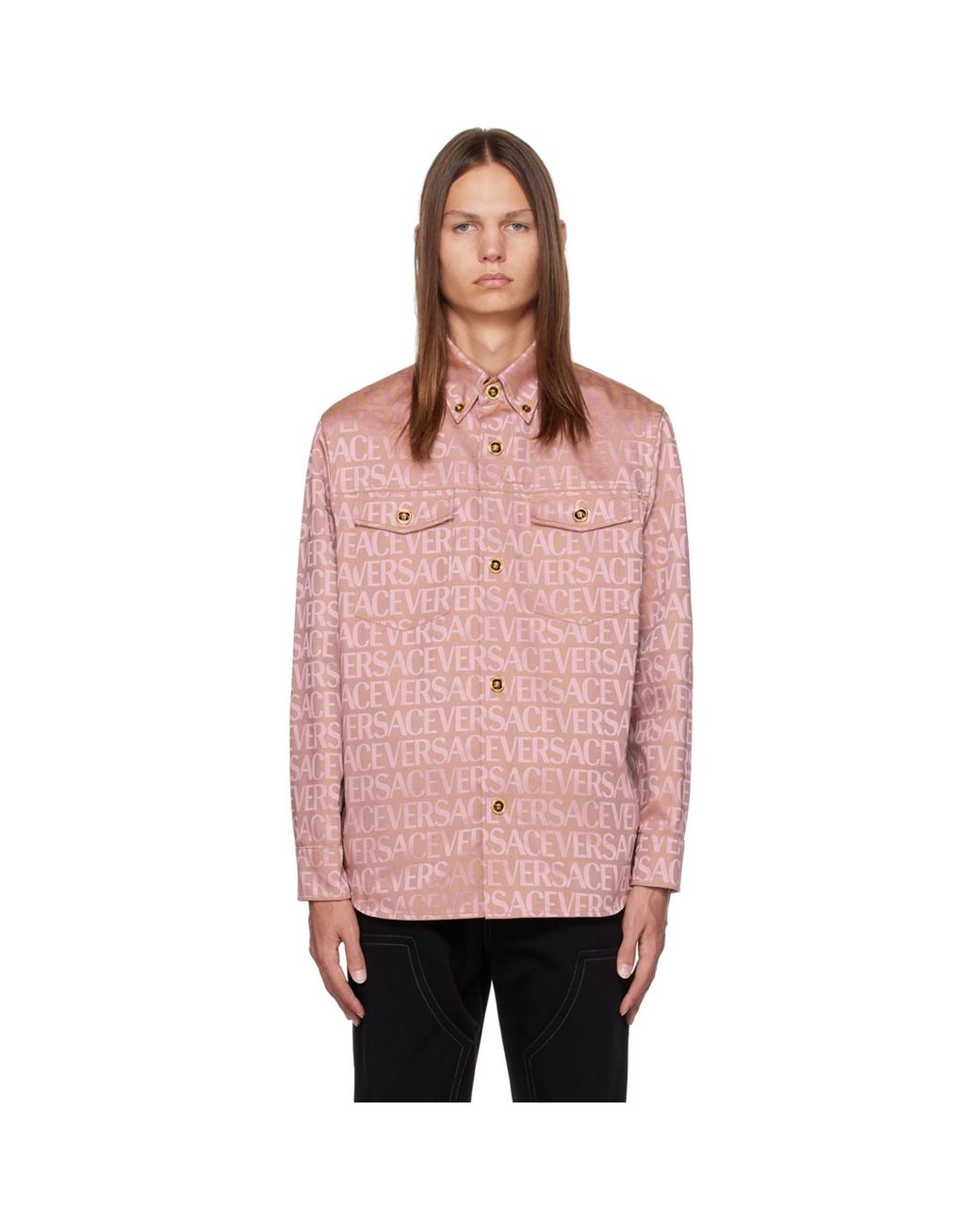 Versace Pink Allover Shirt for men