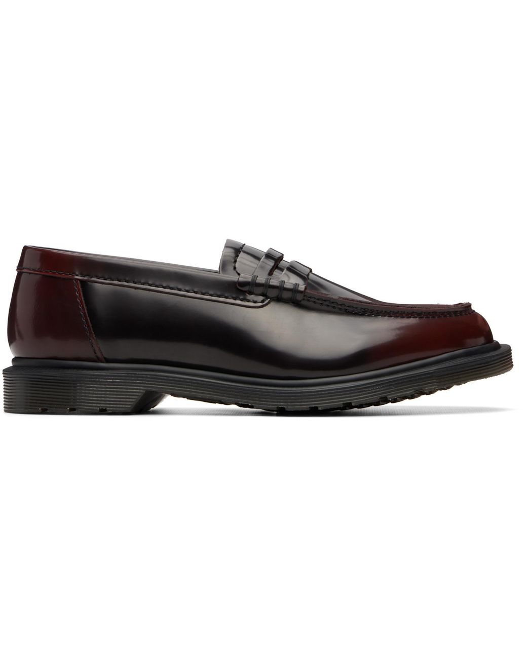 Dr. Martens Black Burgundy Mayfare Rub Off Leather Penny Loafers