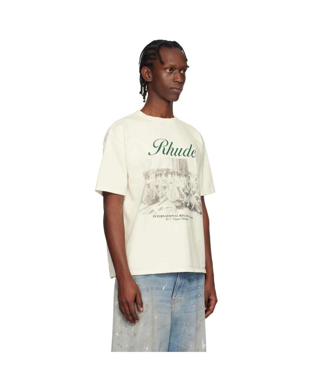 Rhude Multicolor Off- Virgin Islands Script T-Shirt for men