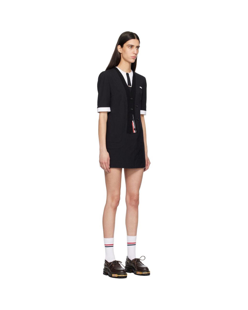 Thom Browne Black Trompe L'Oeil Patch Pocket Minidress