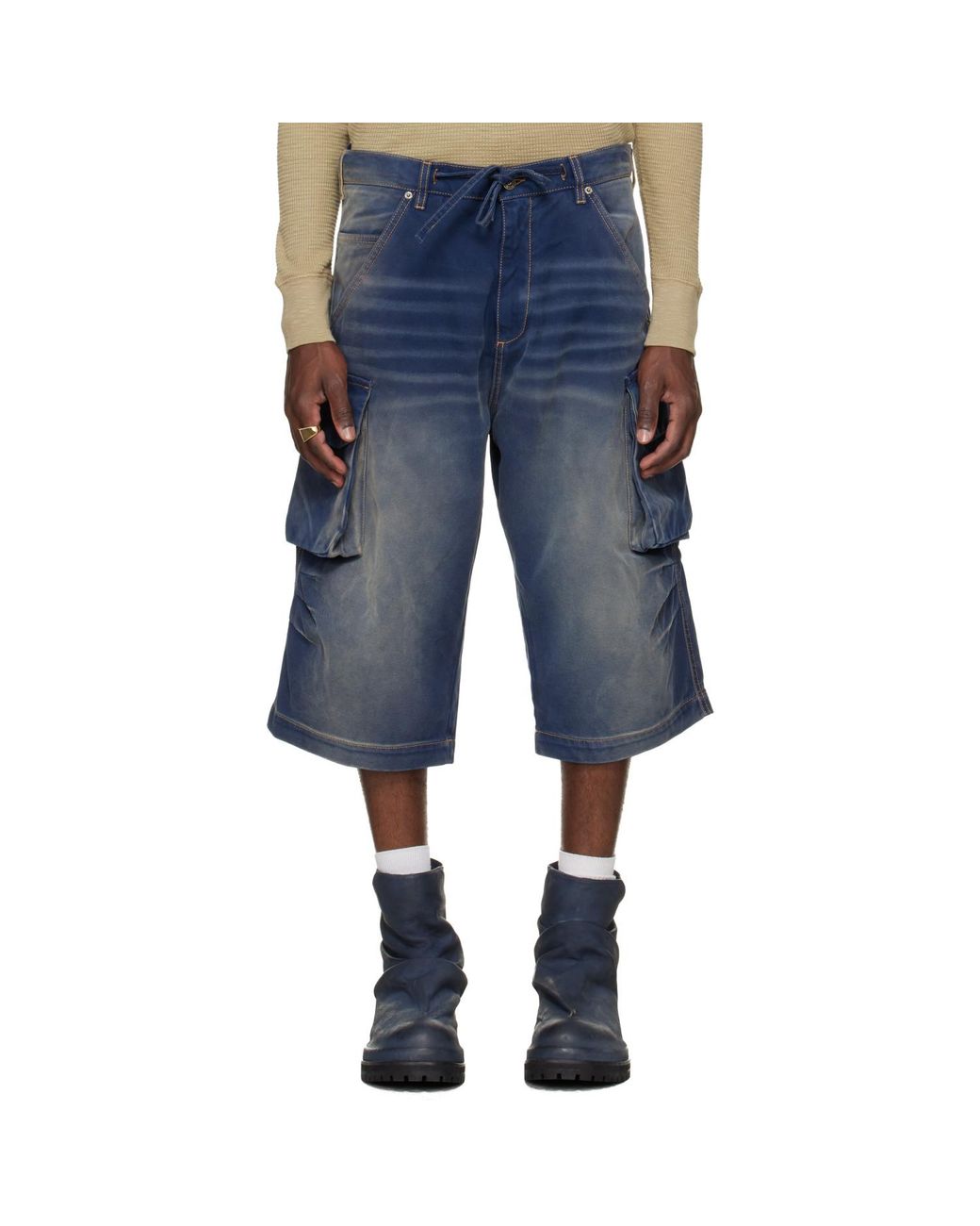 424 Blue Camo Bermudas Cargo Shorts for men