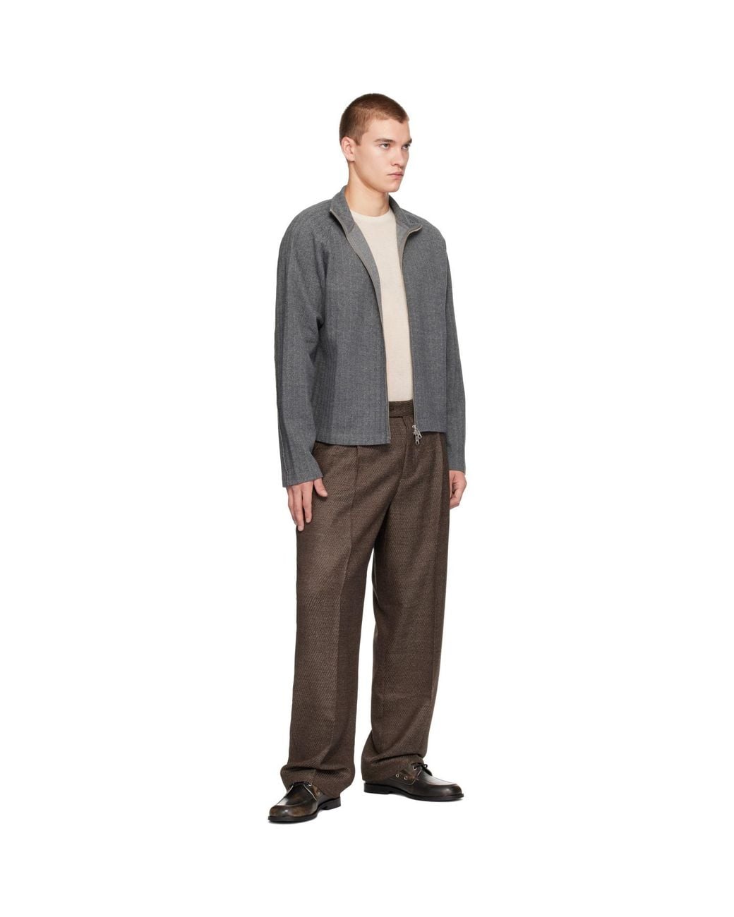 mfpen Gray Leisure Zip Up Sweater for men
