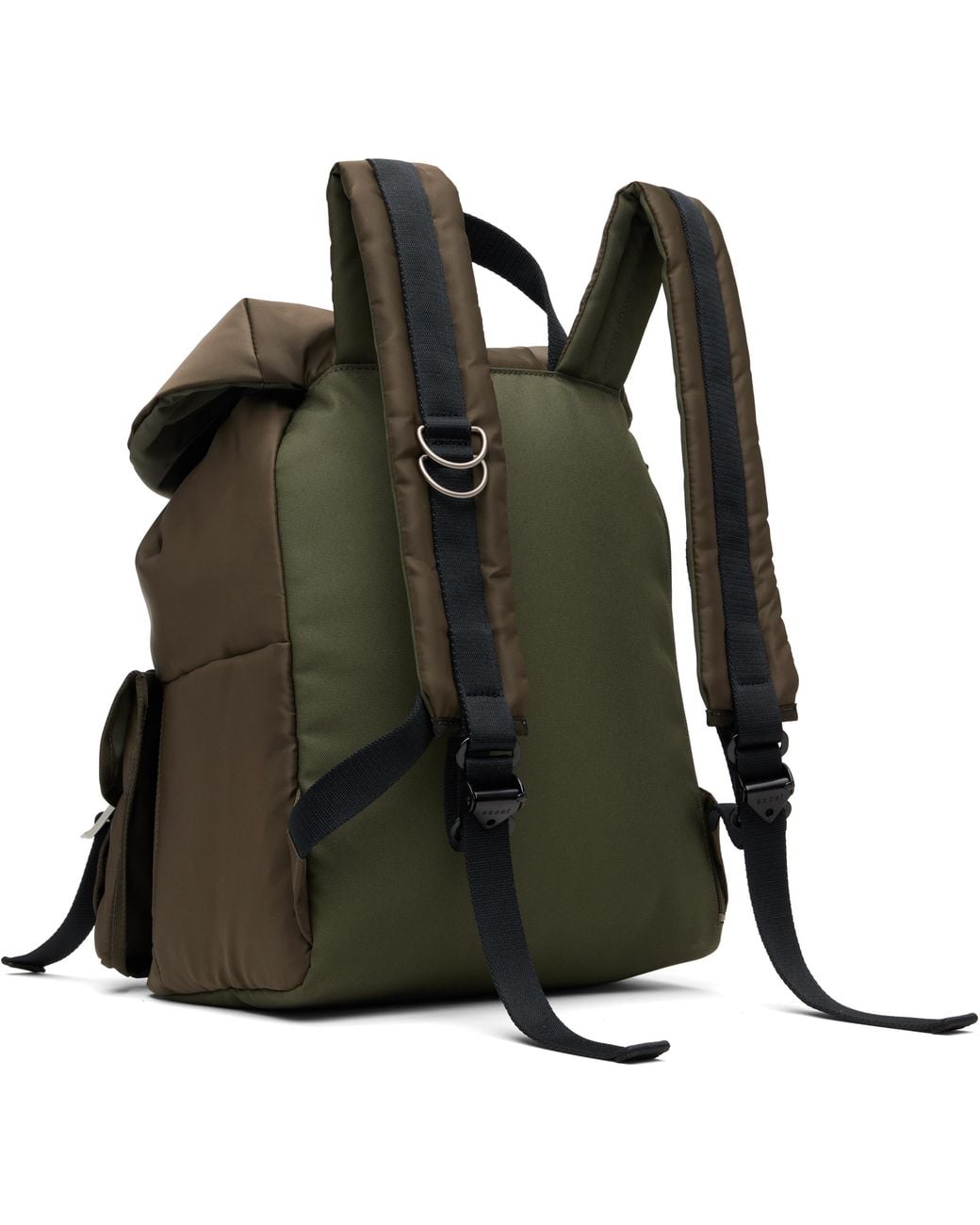 Sacai Black Khaki Nylon Backpack for men