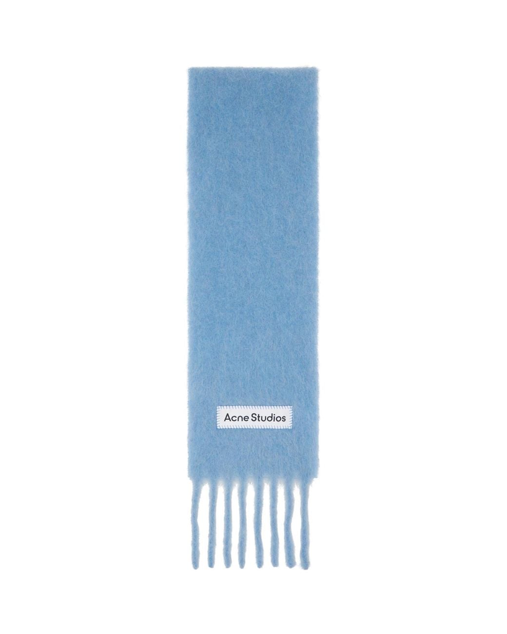 Acne Blue Fringed Logo Scarf