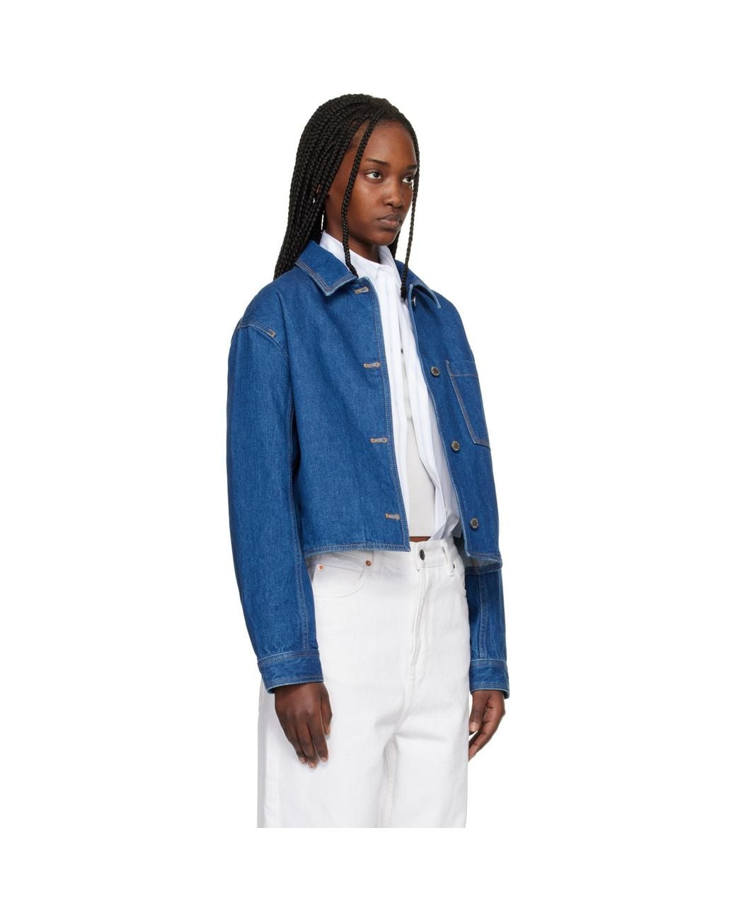 Maison Kitsuné Blue Cropped Denim Jacket