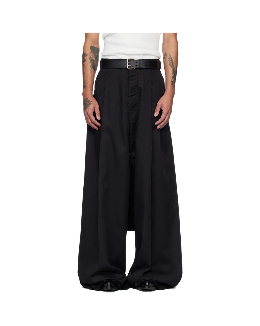 Lu'u Dan Black Lowline Trousers for men