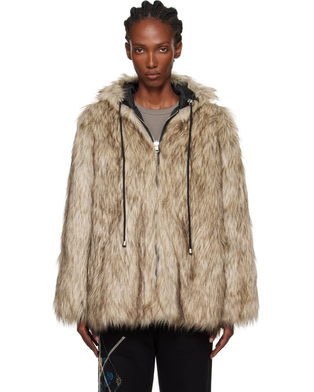 ジャケット・アウター OPEN YY REVERSIBLE FAUX FUR HOOD JACKET OPEN YY Hood Reversible Faux-Fur Jacket in Natural | Lyst