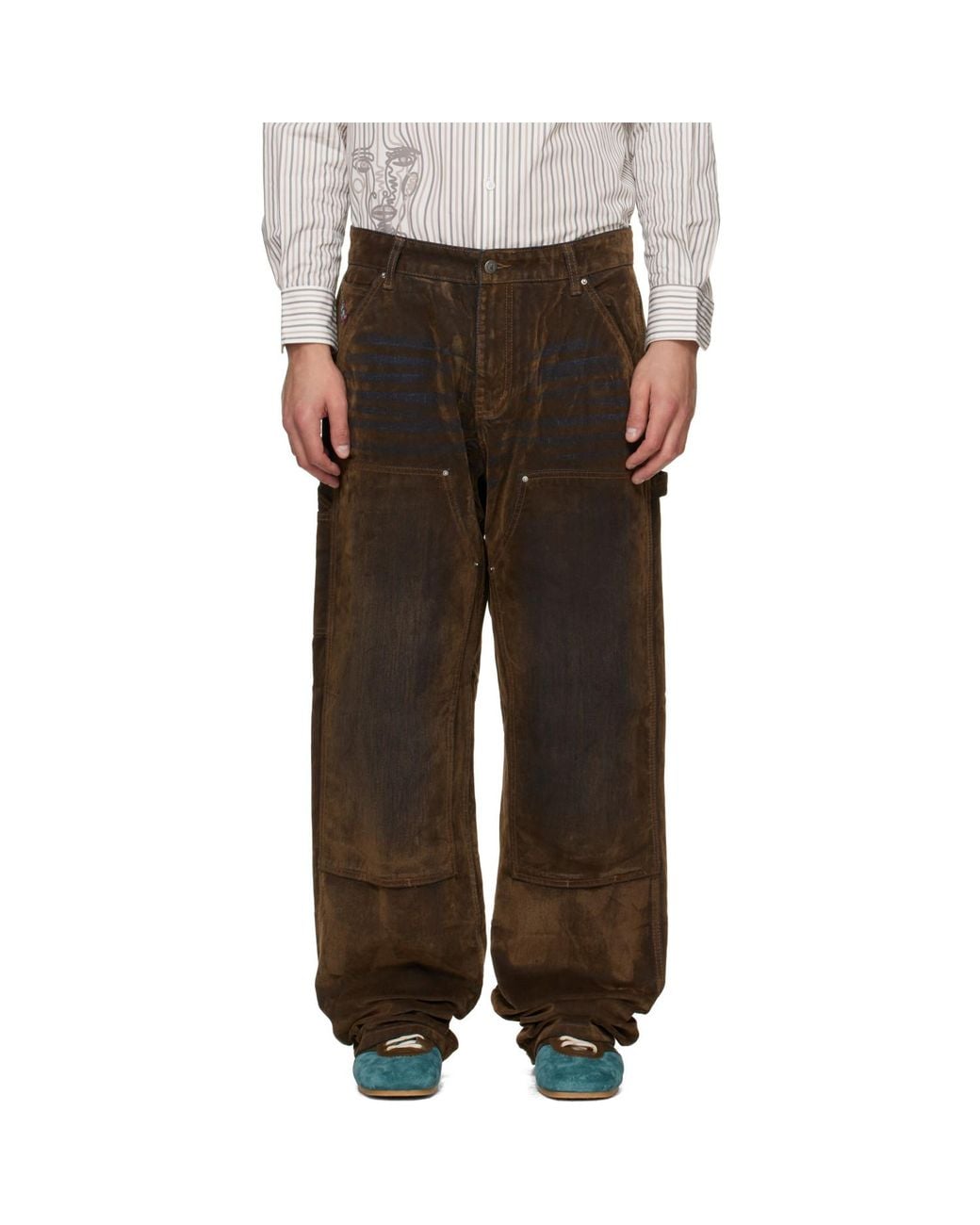 Kidsuper Brown Eye Badge Flocked Jeans for men