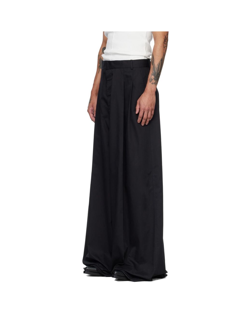Lu'u Dan Black Lowline Trousers for men