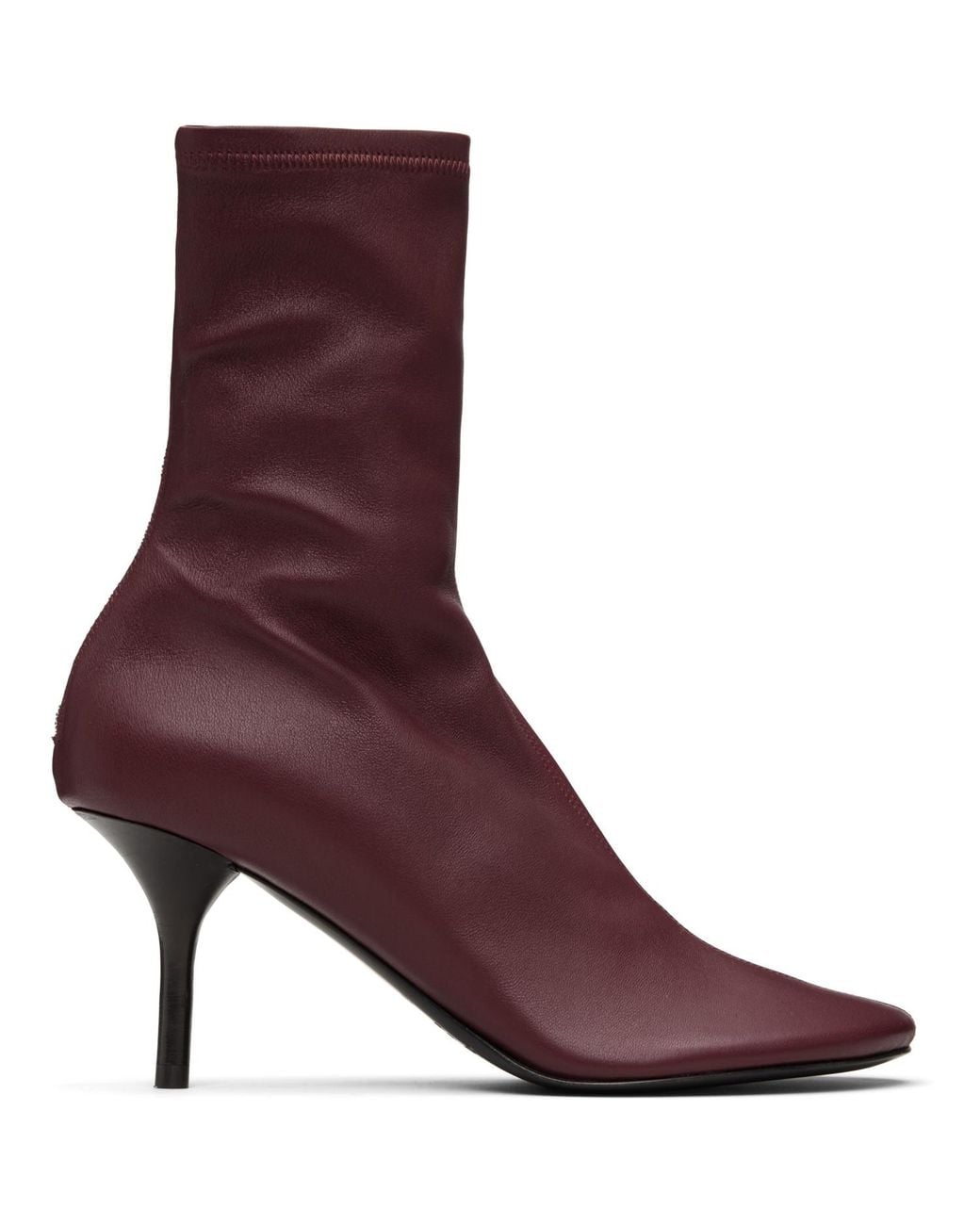 Acne Purple Burgundy Leather Ankle Boots