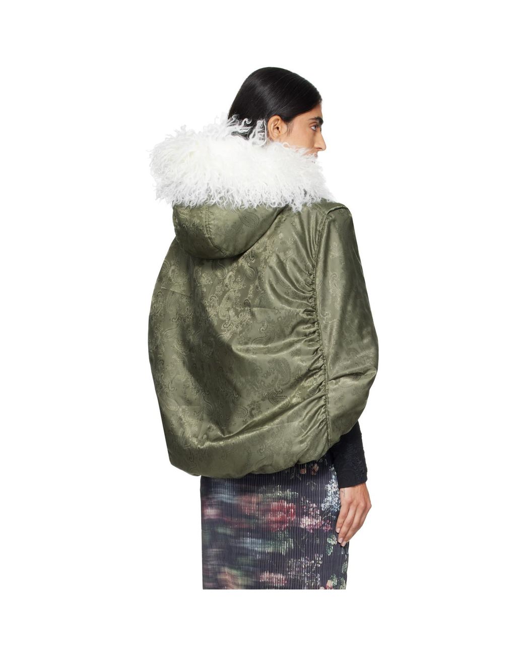 Petra Fargerstrom Gray Khaki Jacquard Bomber Cape