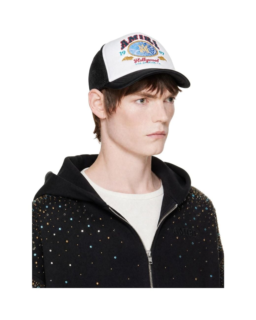 Amiri Black Wave Foam Trucker Cap for men