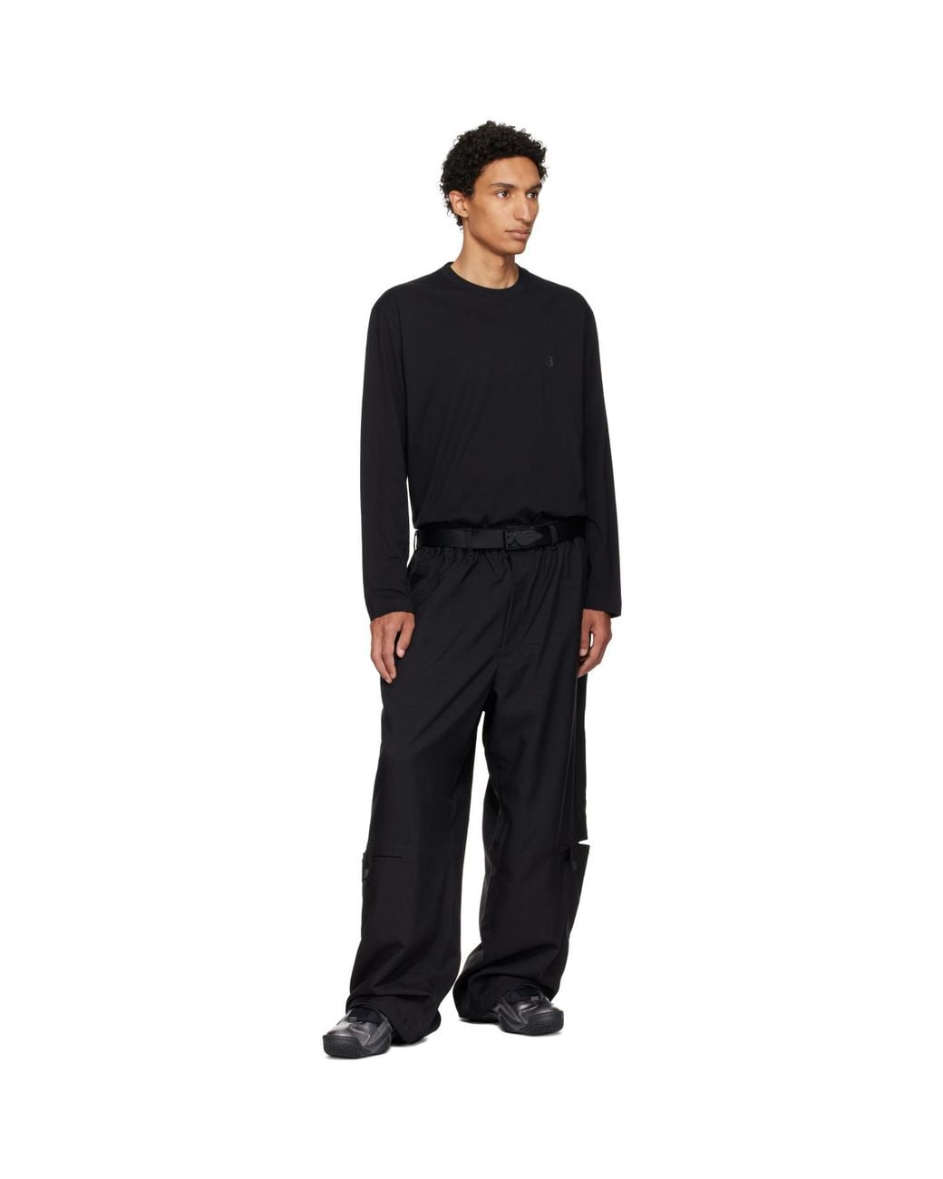 Y-3 Black Graphic Logo Belt for men