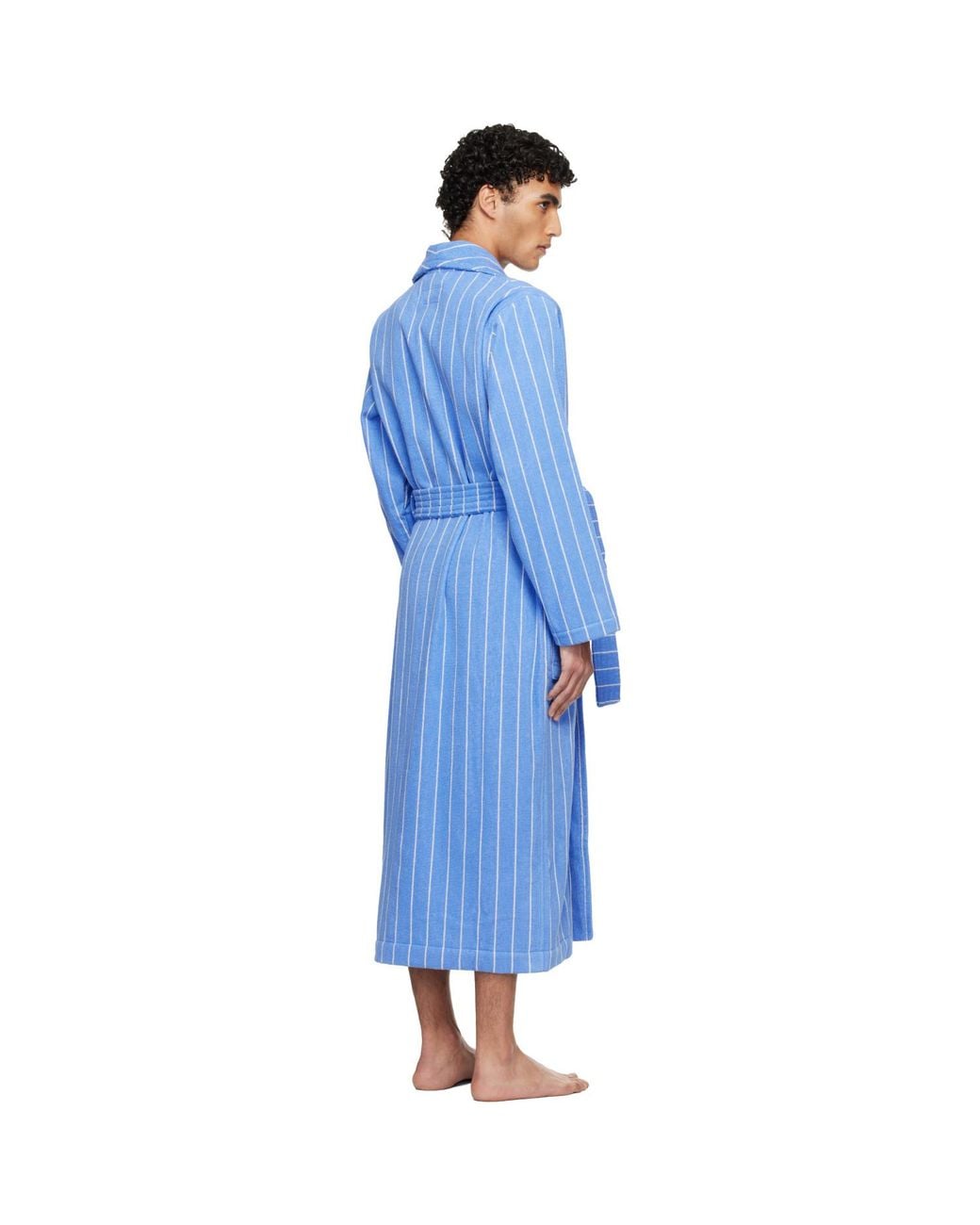 Tekla Blue Terry Classic Bathrobe for men