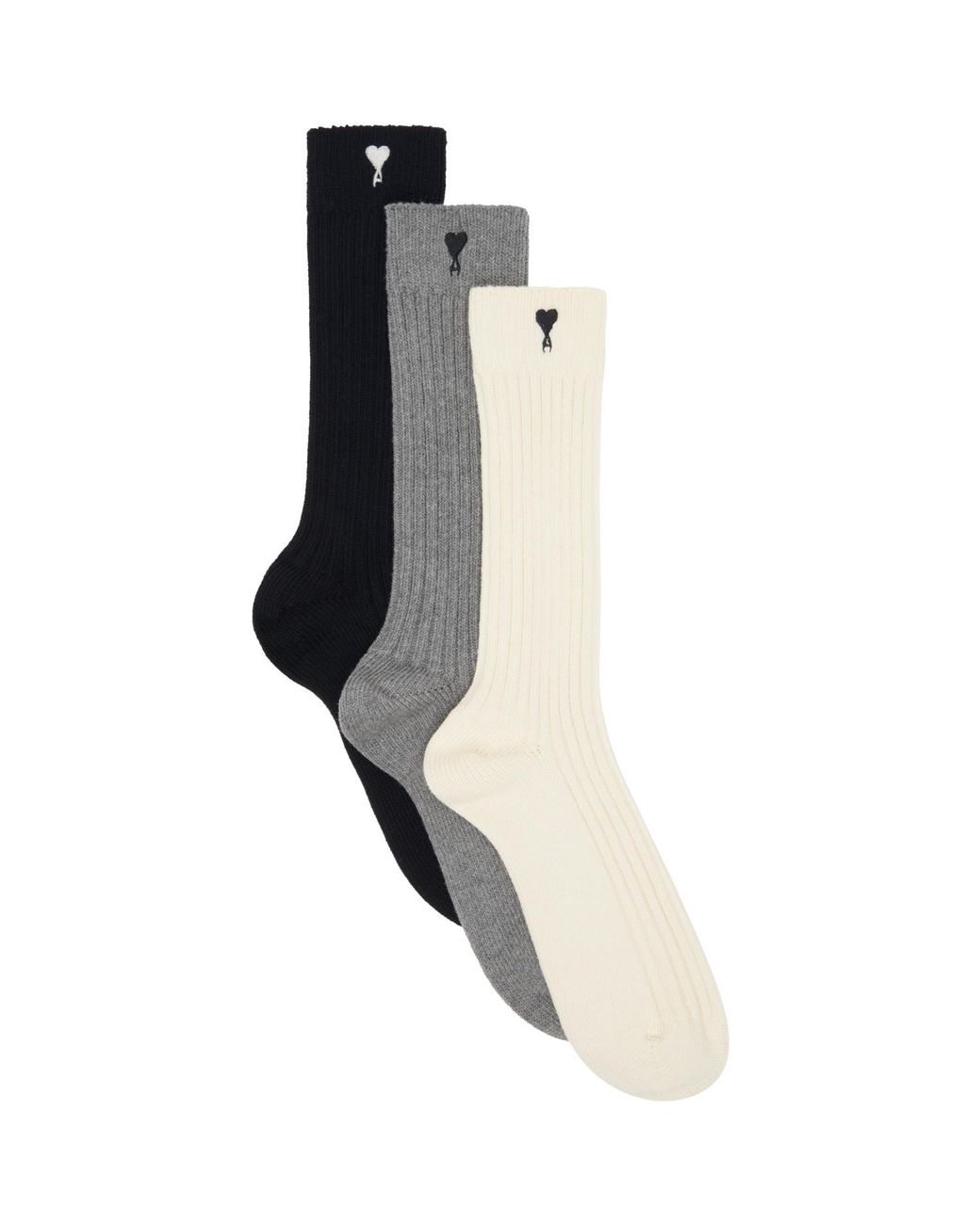 AMI Black Three-Pack Ami De Coeur Socks