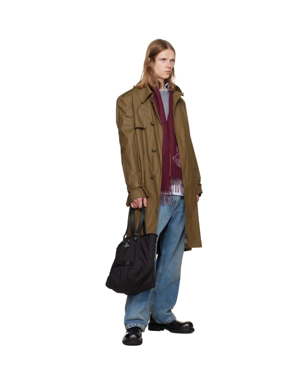 Vivienne Westwood Purple Burgundy Double Face Scarf for men