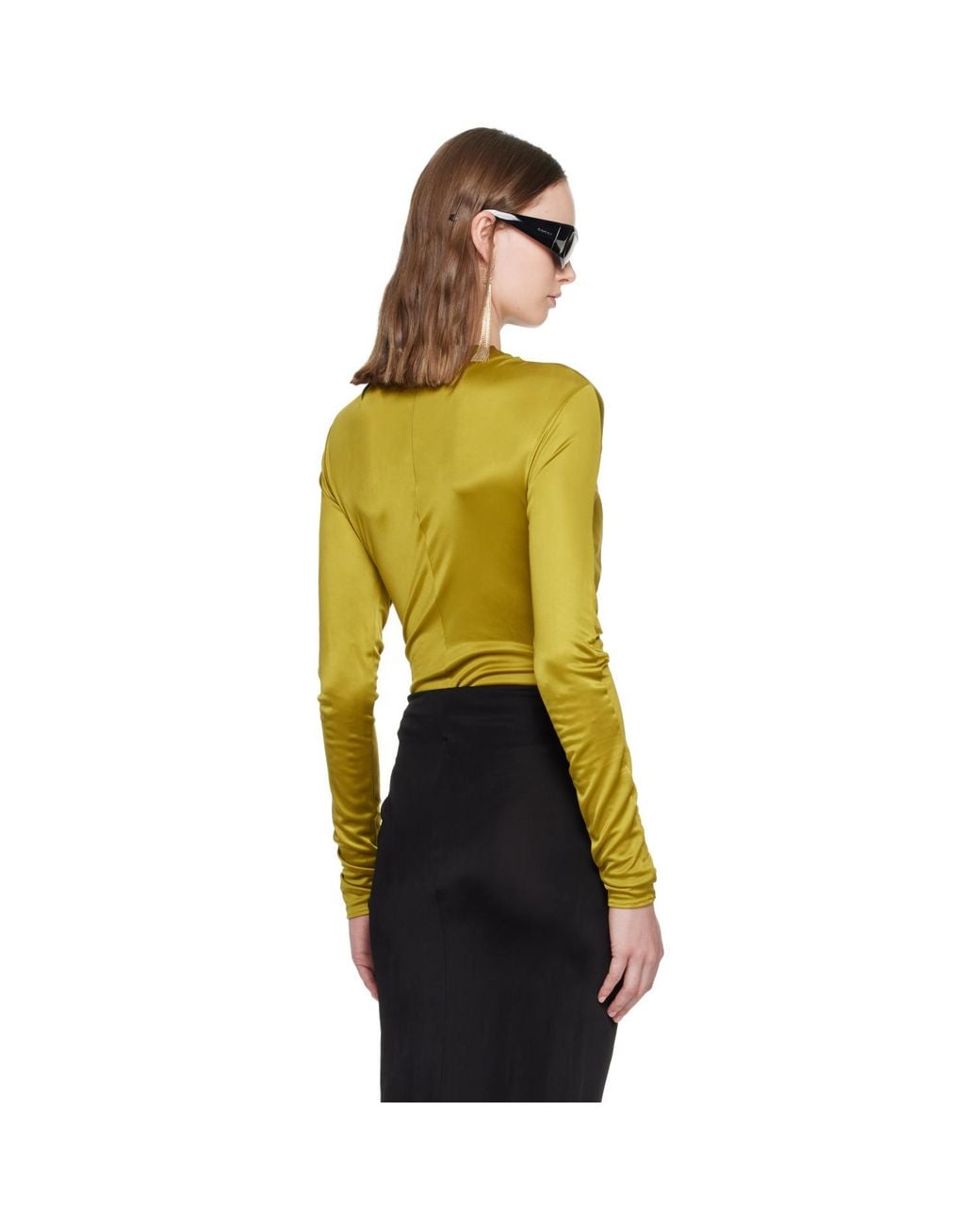 Balmain Green Ls Twist Detail Bodysuit