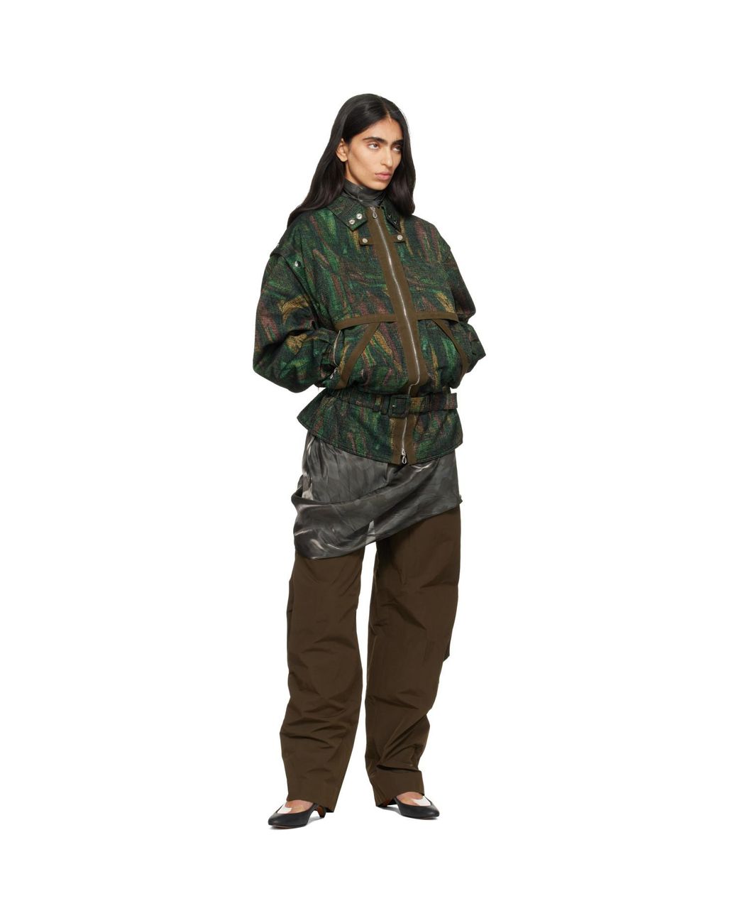 Kiko Kostadinov Green Heron Belted Jacket