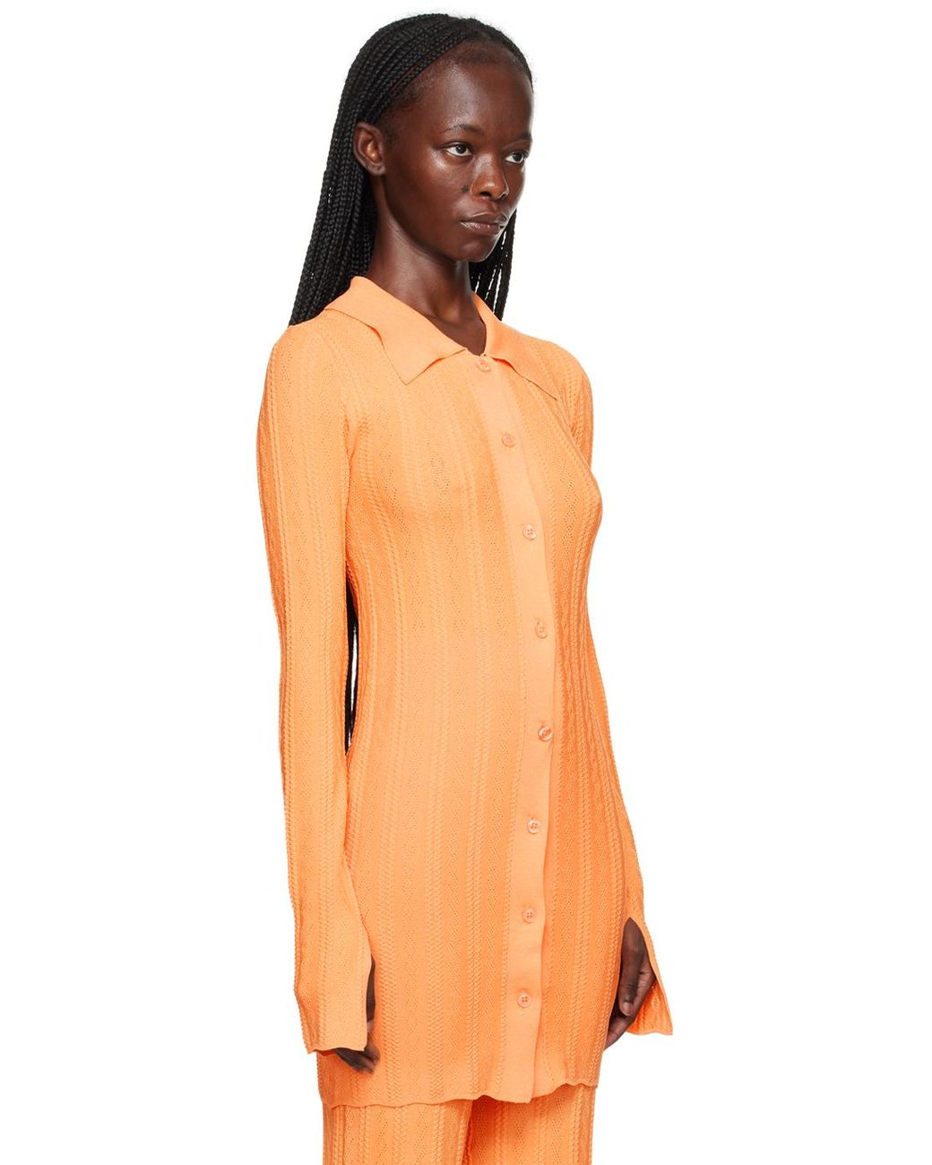 REMAIN Birger Christensen Orange Buttoned Cardigan