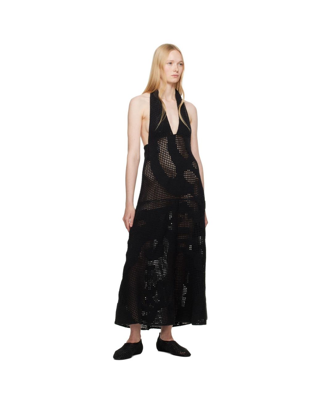 Nanushka Black Fotini Midi Dress