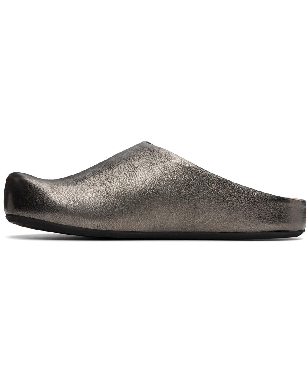 Marni Black Gunmetal Fussbett Sabot Slip-on Loafers for men