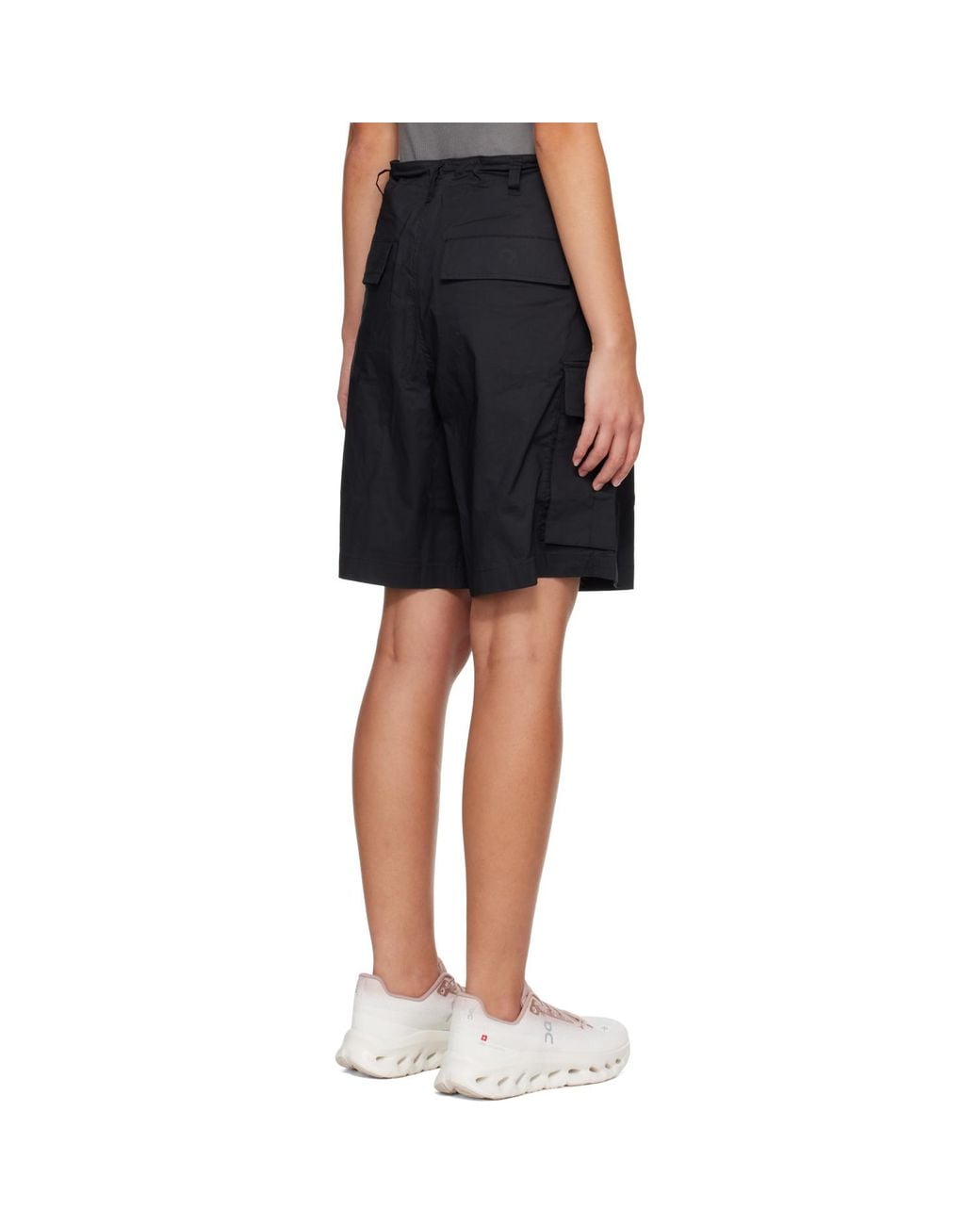 Skims Black Woven Cotton Oversized Cargo Shorts