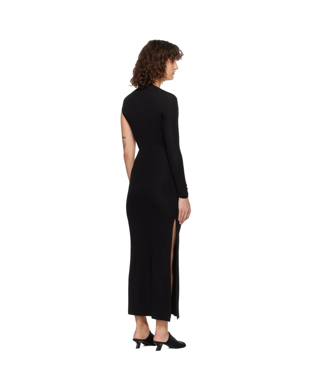 Courreges Black Asymmetric Maxi Dress