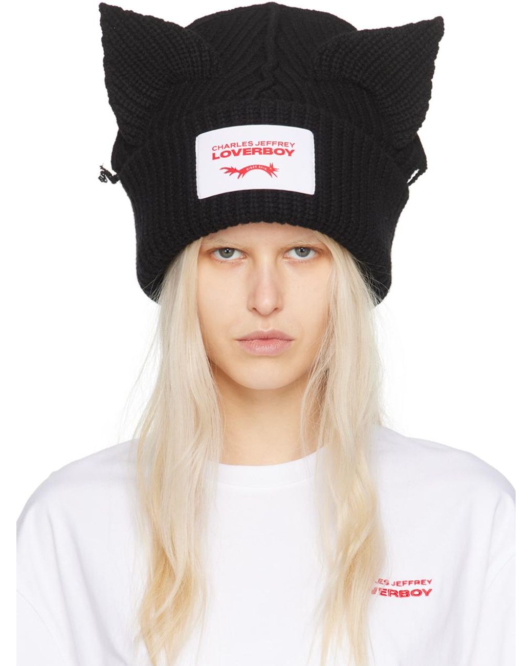 Charles Jeffrey Supersized Chunky Ears Beanie in Black | Lyst UK