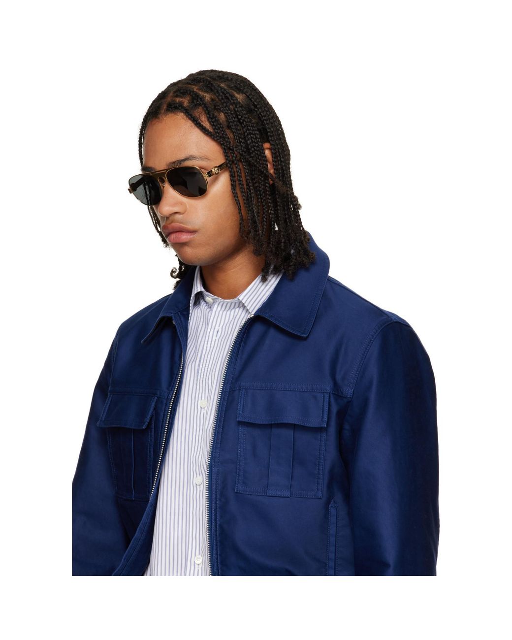Versace Gray Clarck Pilot Sunglasses for men