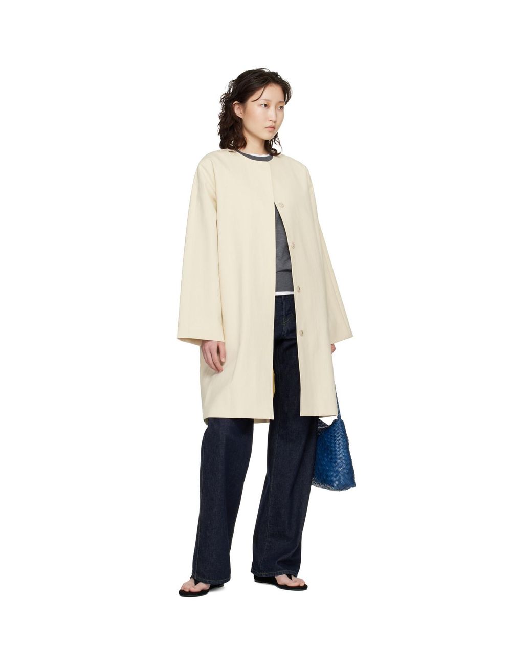 Loulou de Saison Blue Merill Cotton Gabardine Coat