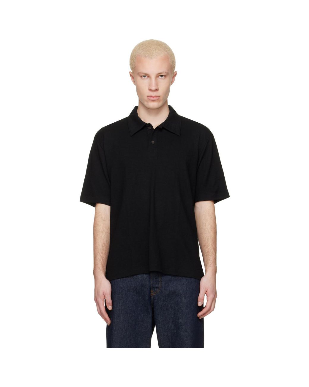 Lady White Co. Black Summer Wool Polo for men