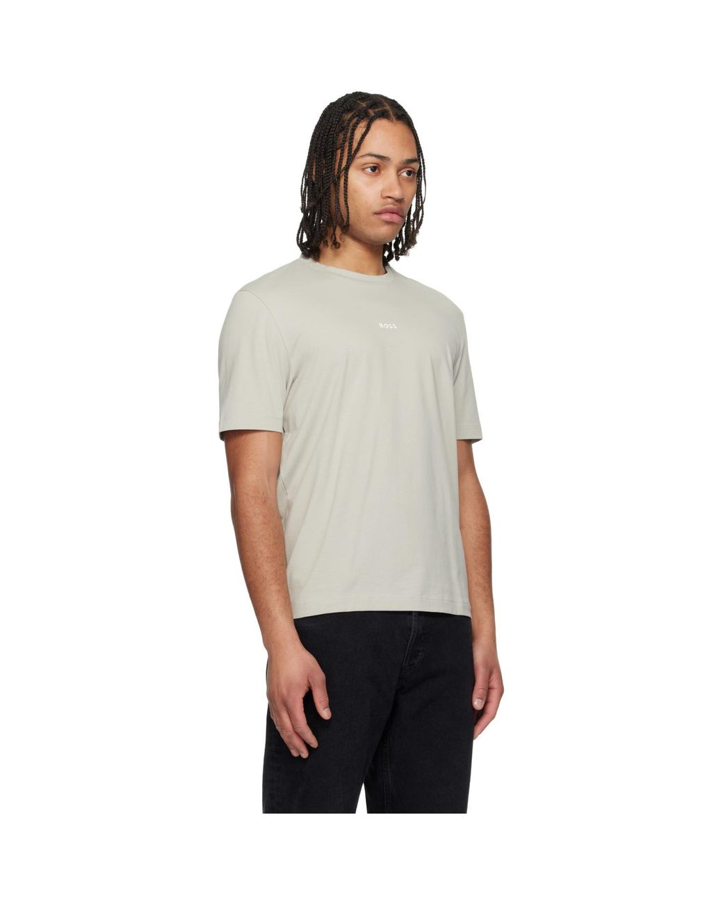 Boss Black Stretch-Cotton Contrast Logo T-Shirt for men
