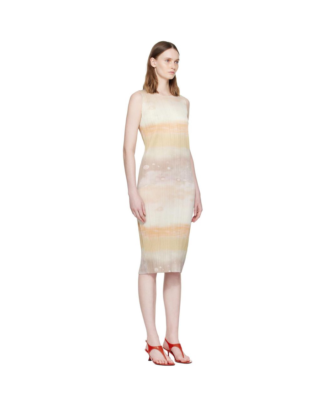 Pleats Please Issey Miyake Natural Sea Bubble Midi Dress