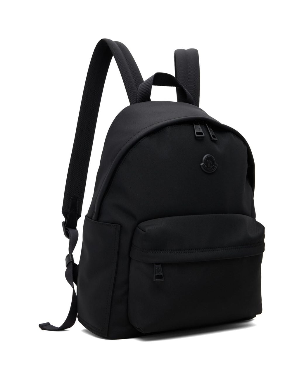 Moncler Black New Pierrick Metal Logo Backpack for men