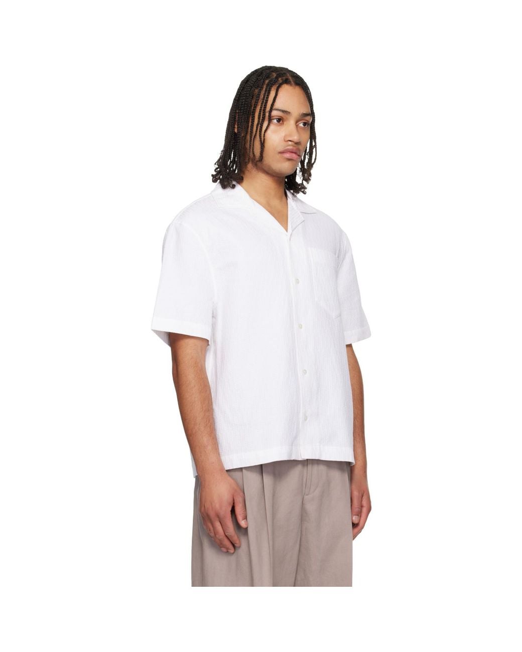 HUGO White Oversized-Fit Structured Cotton Shirt for men