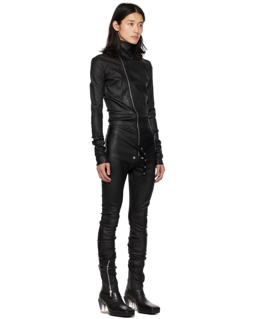 メンズ Rick Owens レザー Gary ジャンプスーツ ブラック | Lyst