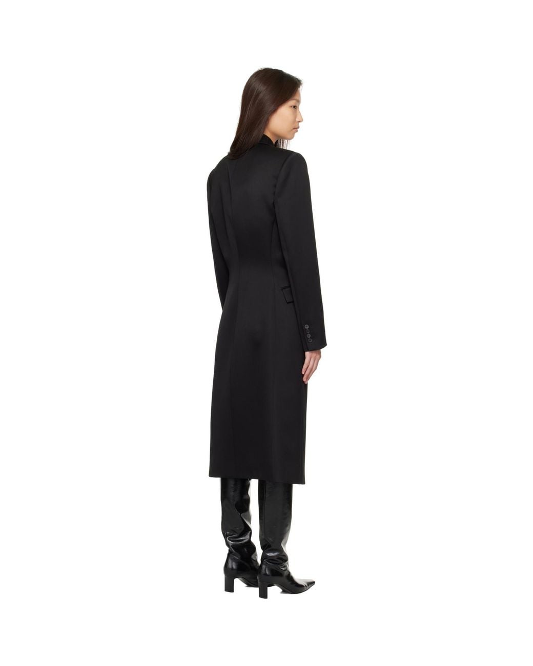 Khaite Black Rolon Coat