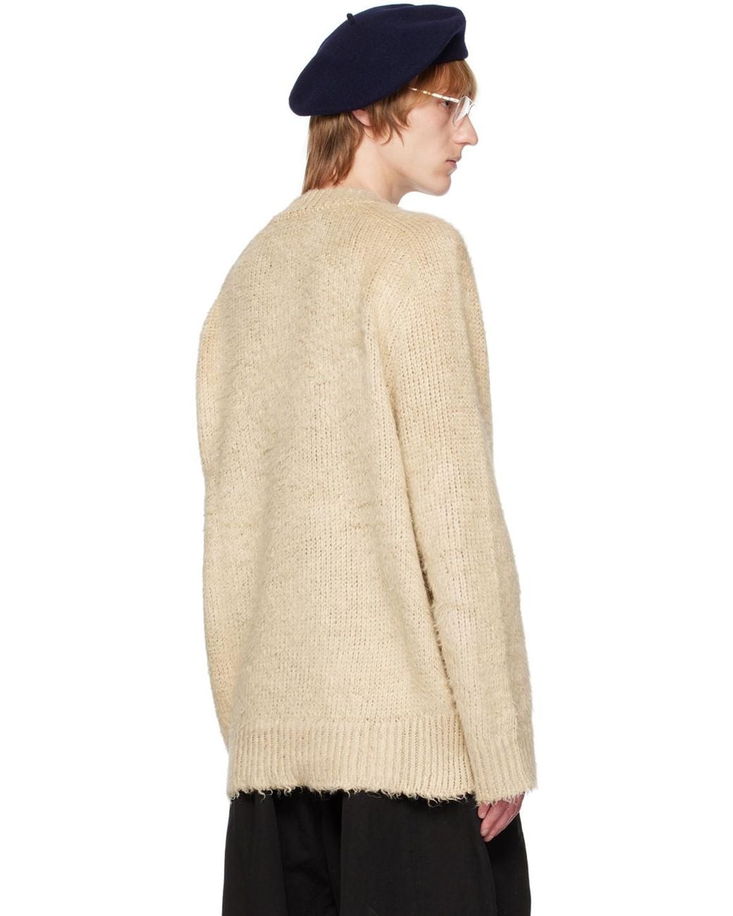 Maison Margiela Natural Beige Brushed Sweater for men
