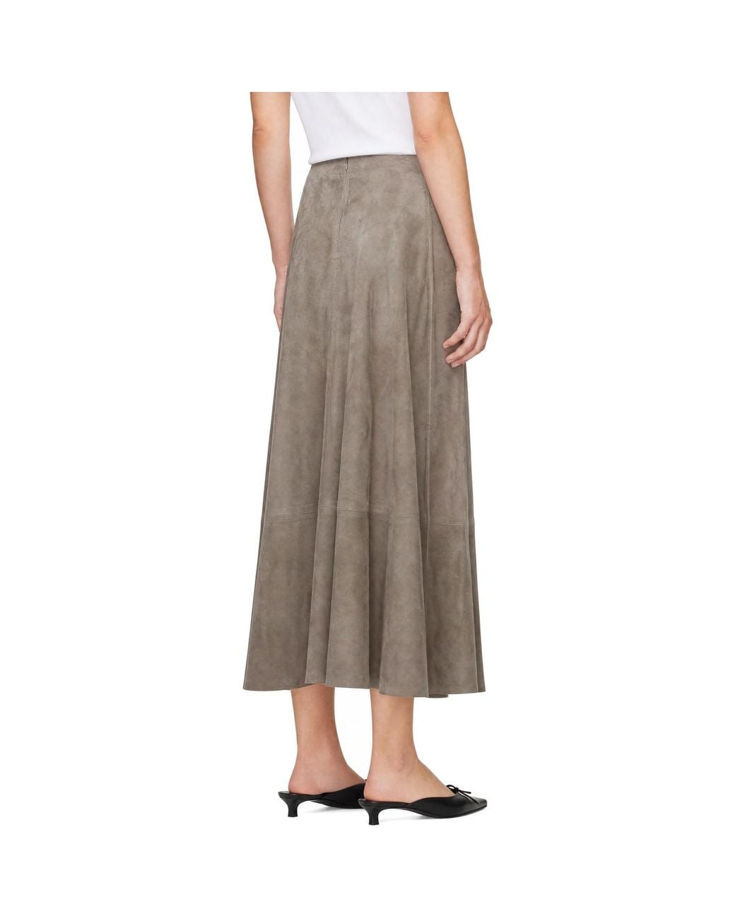 St. Agni Brown Taupe Suede Circle Maxi Skirt