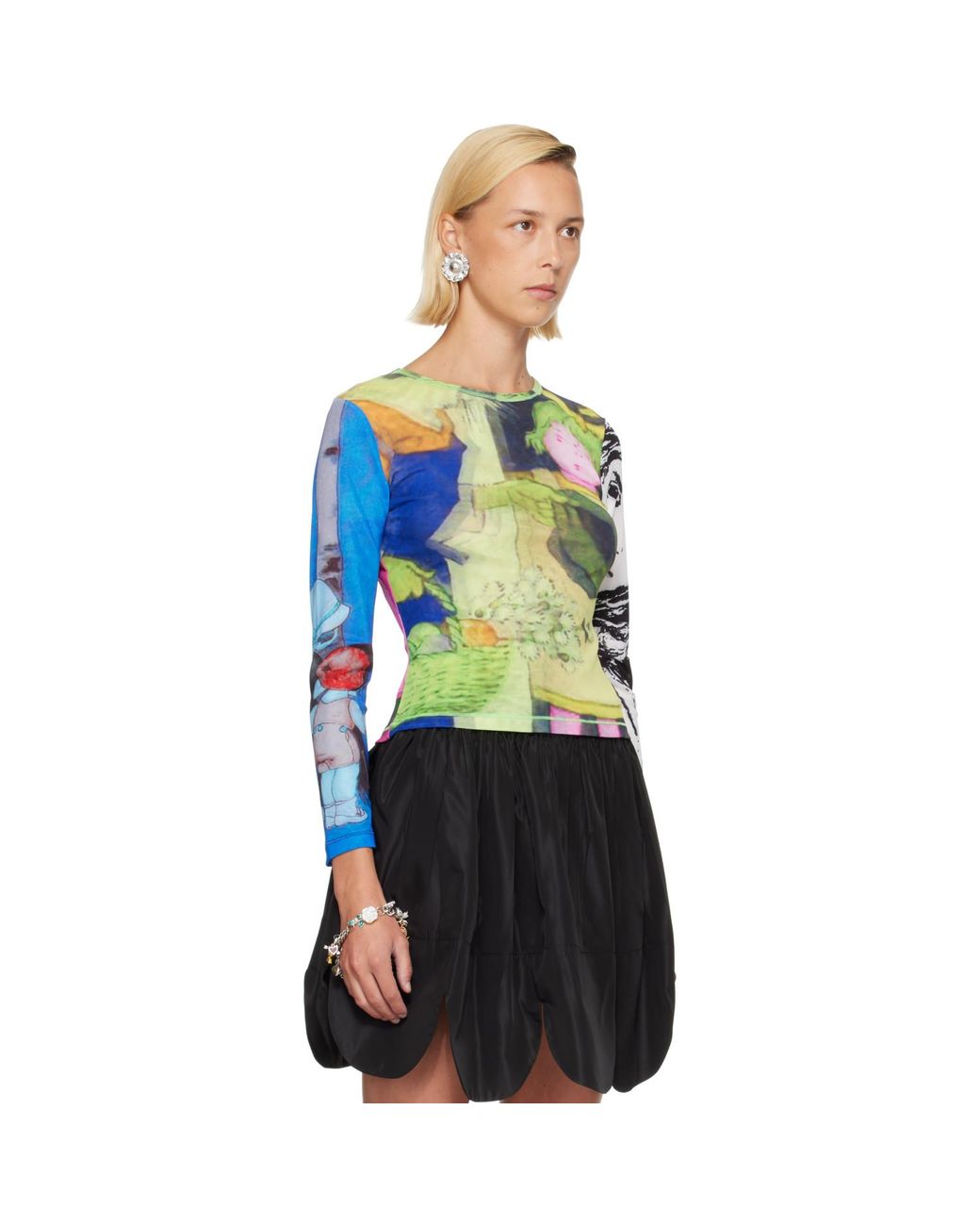 Chopova Lowena Green 'Who's There? Fitted Mesh T-Shirt