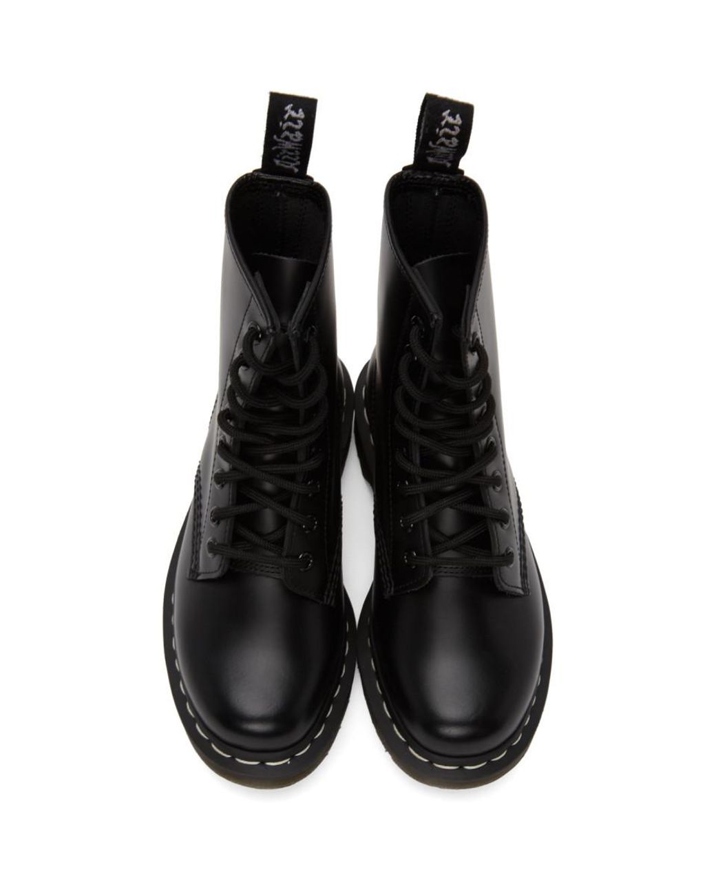 Dr. Martens 1460 Contrast Stitch Smooth Leather Boots in Black | Lyst UK